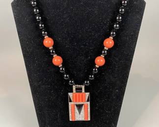Kenneth Lane Geometric Pendant And Beaded Necklace
