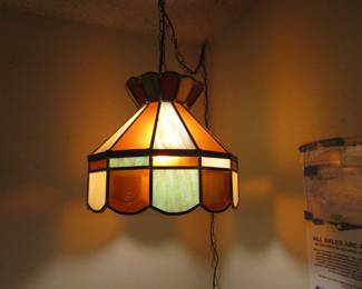 Slag glass hanging lamp vintage