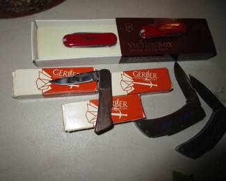 Some knives including Gerber