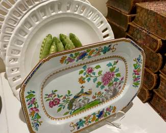 Spode Stone China Transfer  "Peacock & Peahen"  Staffordshire England early 19th century. 