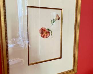 French water color signed, unreadable. Measurement: 10" h x 7" unframed.  19" H x 16" w framed