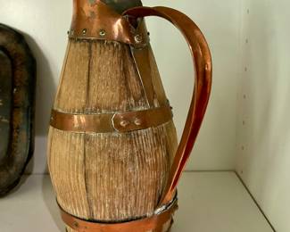 Excellent copper and wood pitcher