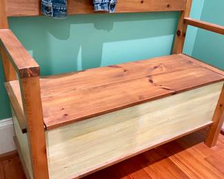 Pine bench with storage