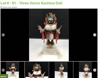 The Kachina is 6 1/2" tall and signed by artist.    
Navajo Kachinas
Both the Navajo and Hopi have created thousands of dolls throughout the centuries, many of which were used in trade and selling. Navajo Kachina dolls, similar to the Hopi’s, represent the culture of the Navajo people. Kachina dolls are the perfect gift to celebrate a Navajo wedding, a graduation, or a birthday.  See photos for further details.
Navajo kachinas and kachina dolls are arrayed with stones, beads, paint, feathers, and more. Continue the tradition of Navajo Kachinas by investing in one or several Kachina dolls.