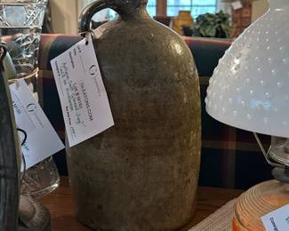 Antique Salt-Glazed Jug-(Would make a cute birdhouse too)