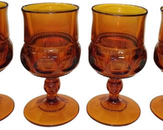 Vintage 1960s Amber Kings Crown Goblets 