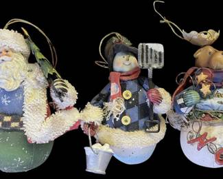 Vintage Fabric Mache Christmas Ornaments 