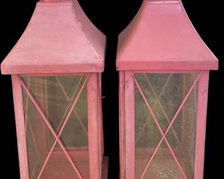 Red Metal Candle Holder Lanterns 