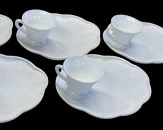 6 Vintage Milk White Harvest Lunch Sets 