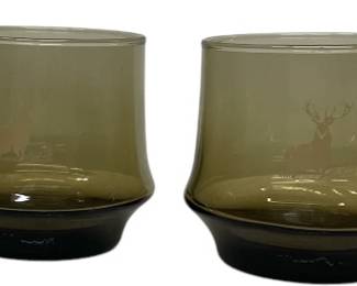4 Libbey Juice Glasses Stag Antler Design 