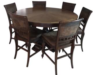 Round Wood Dining Table and Chairs 