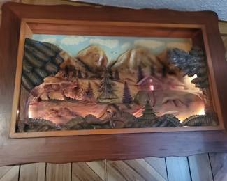 Vintage German Black Forest Lighted Art