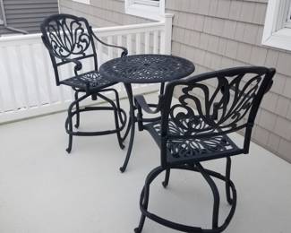 Cast aluminum high top bar set