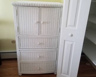 Tall 3-drawer wicker cupboard