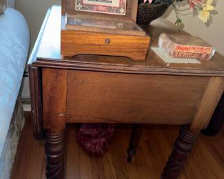 Beautiful Drop leaf table, lovely legs,  wow.. and Antique Swiss Music Box