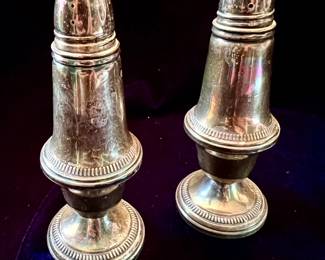 Crown weighted sterling silver salt & pepper shakers