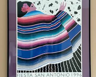 Framed print "Fiesta San Antonio 1996" signed by Winifred Barnum-Newman