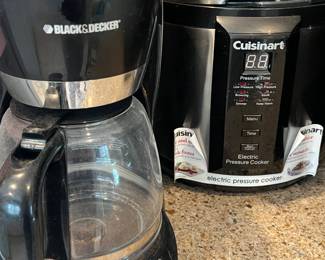 Black & Decker coffee pot and Cuisinart pressure cooker