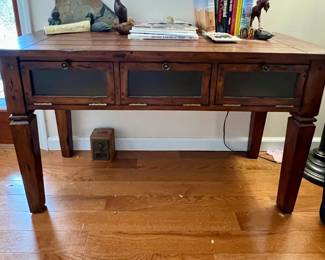 Entry way table with drop down drawers
