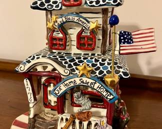 Blue Sky Clayworks "God Bless America" candle house