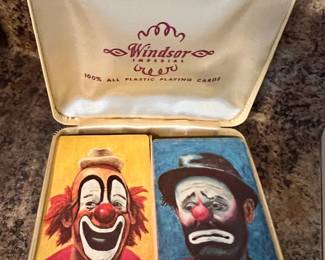 Vintage Windsor Imperial clown playing cards in case