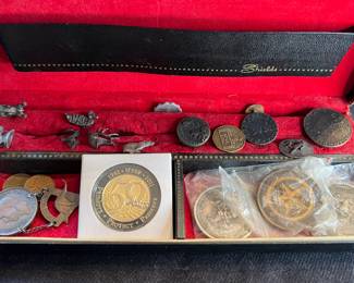 Vintage coins and pins