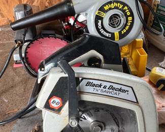 Black & Decker table saw and Mighty Pro blower