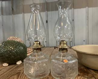 2 GLASS HURRICANE LANTERNS