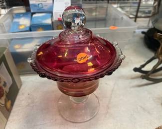 VINTAGE PADEN CITY RUBY CANDY DISH