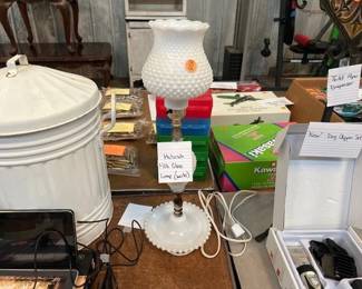 HOBNAIL MILK GLASS LAMP