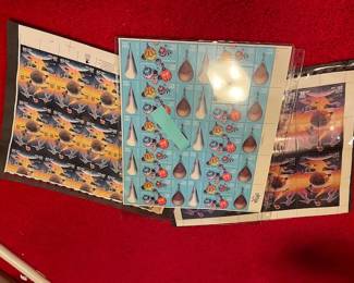 Large selection of postage stamps (full sheets, uncirculated).