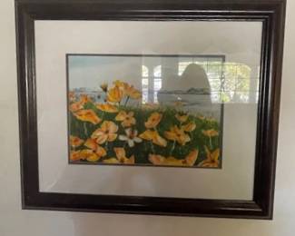 Floral framed wall art.
