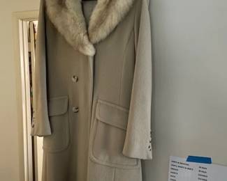 Beige cashmere mink coat.