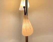 MCM vintage pole lamp with ribbed globes.