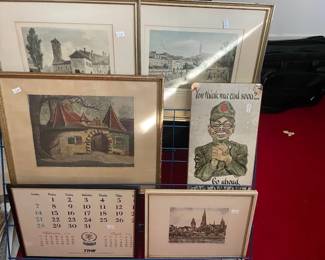 Assorted wall art.