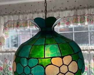 Tiffany-style pendant light.