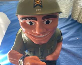Talking soldier veteran army cookie jar.