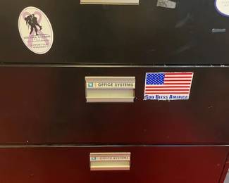 Metal filing cabinet.