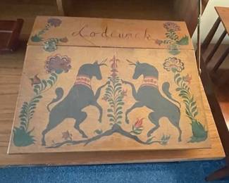 Vintage wood carved wooden writing desk.