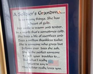 "A Soldier's Grandma" wall plaque.