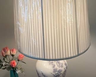 Chinese blue and white ceramic lamp.
