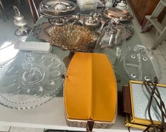 Vintage bread warmer, chafing dish and more.
