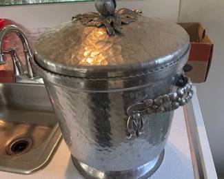 Antique hammered aluminum art deco era ice bucket.