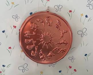 Vintage copper jell mold astrology country farmhouse modern MCM decor.
