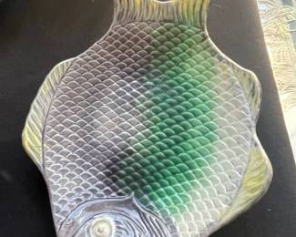 Vintage 50's-3-D ceramic fish platter.