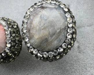 sterling silver ring with rough geodes