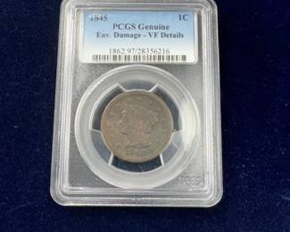 1845 LARGE CENT PCGS VF 