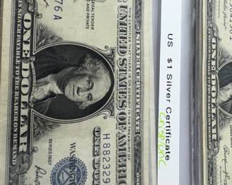 Crisp and uncirculated one dollar US silver certificate blue seal