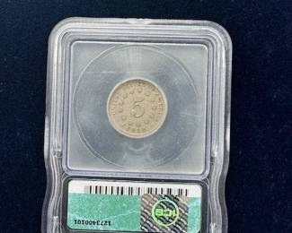 1868 shield, nickel graded with error