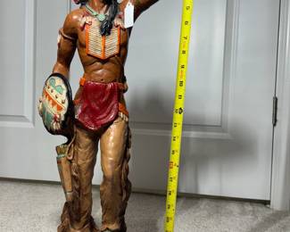 almost 2 foot tall cigar store carved Indian statue. Signed and dated.